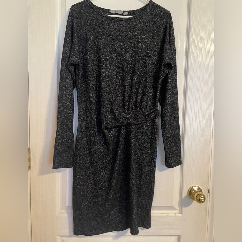 Athleta Solitude Long Sleeve‎ Ruched Dress Size Medium Athleisure Stretch